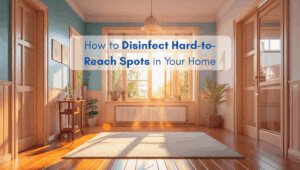 Bright North American-style hallway with sunlight streaming through large windows, illustrating allergen-free home cleaning tips by Paula’s Cleaning Service.