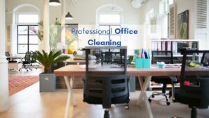 Modern North American office with clean desks, chairs and organized workspace, representing the importance of professional office cleaning.