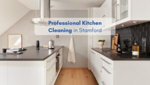 Clean and modern American-style kitchen in Stamford, Connecticut, after professional kitchen cleaning service.